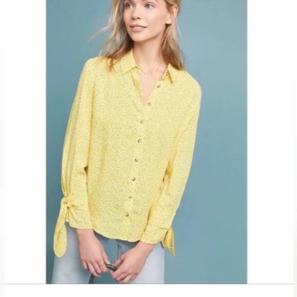 Anthropologie Maeve Blithe Yellow Button Down 4 - Picture 5 of 15